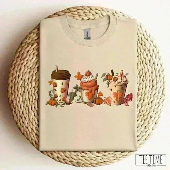 NEW FALL T-Shirt Pumpkin Spice Latte coffee fall pumpkins graphic - Picture 2 of 4